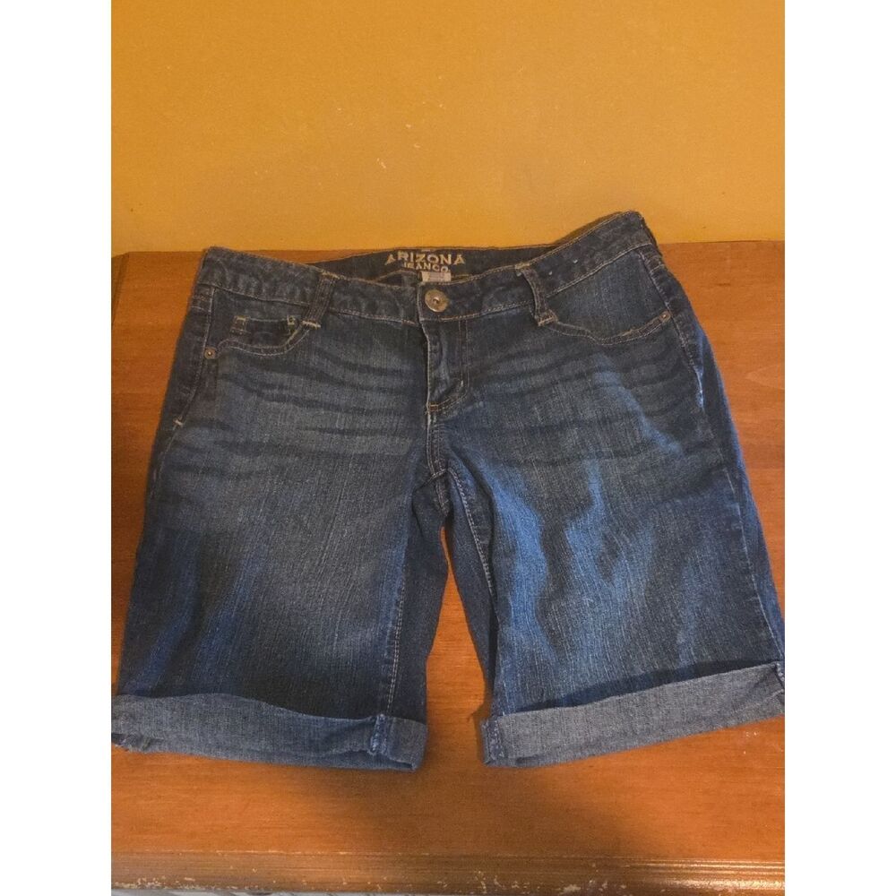 Arizona Jean Company Dark Blue Rolled-Hem Denim Stretch Bermudas